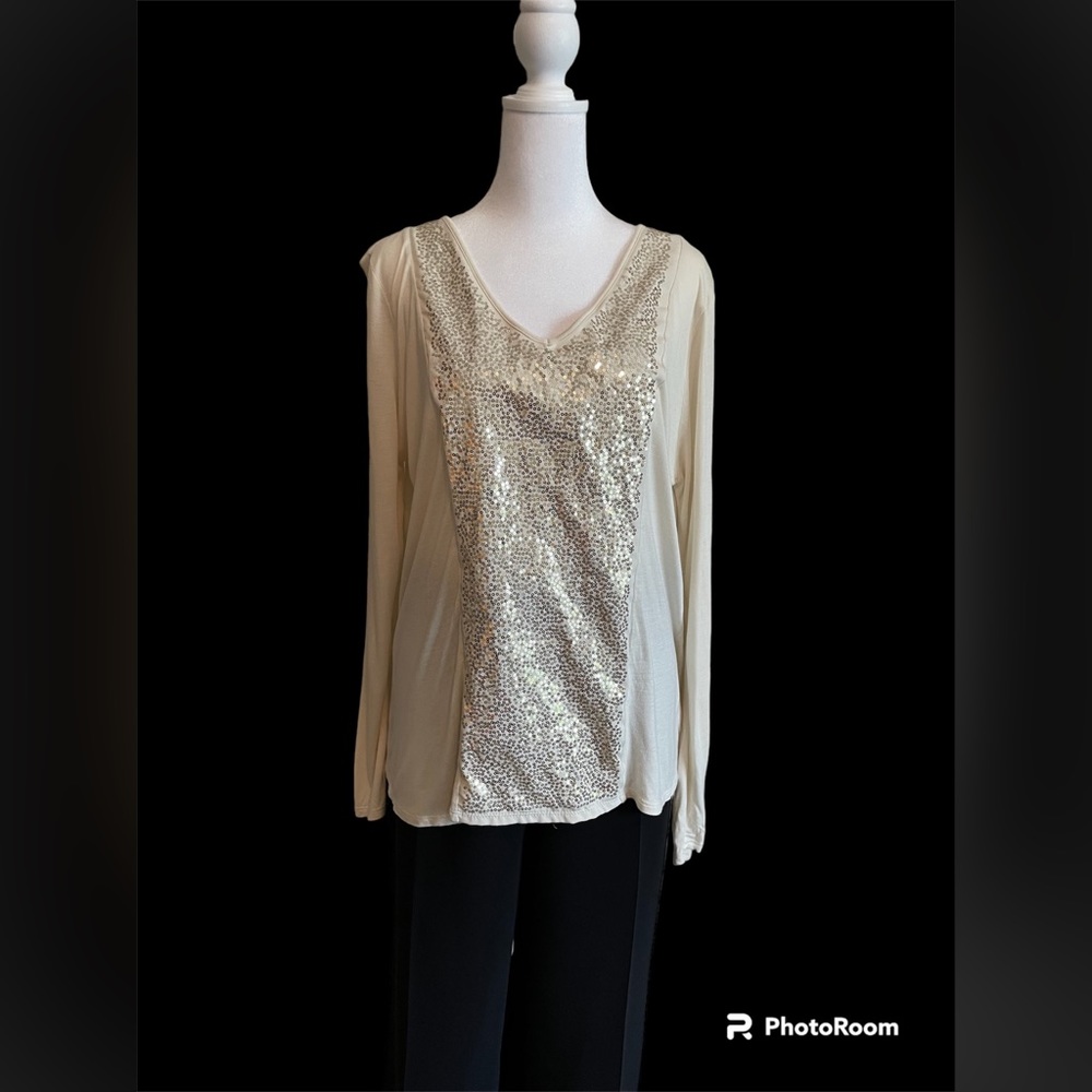 Apt. 9 ivory sequined top, size XL